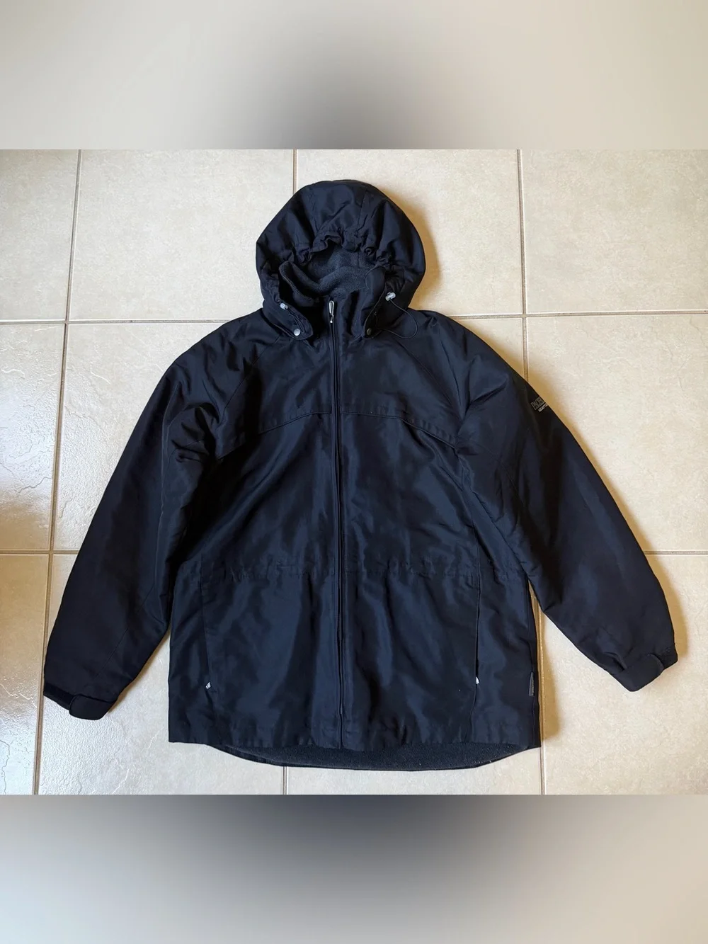 Pacific Trail Women's L Black Windbreaker Mountain Jacket Fleece Lined Hooded